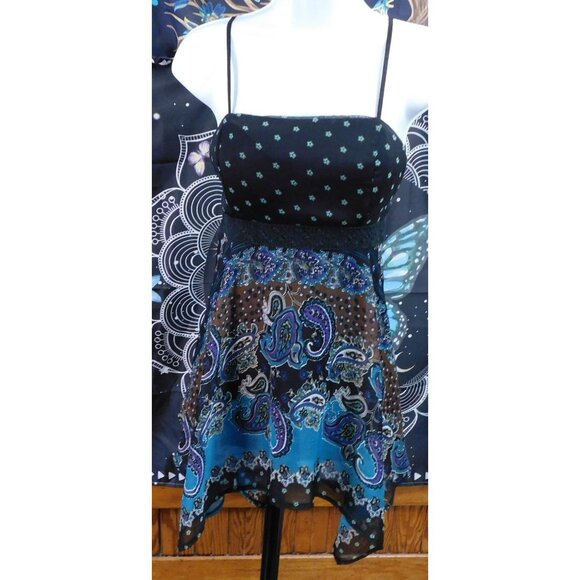 Pinky Tops - Pinky Vintage Paisley Boho Fairy Handkerchief Hem Top